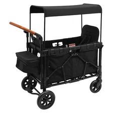 2-Seat Stroller Wagon with 5-Point Harnesses, Kids Wagon Stroller with Sunshade