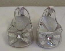 Build A Bear Clear & Silver Heeled Shoes With Bow & Rhinestone Closed Toe Style