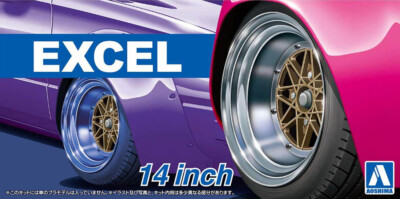 14 Zoll Excel Felgen & Reifen Set Wheel 1:24 Model Kit Bausatz Aoshima 054710