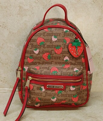 Juicy Couture Rosie Mini Backpack Strawberry Chestnut/Red New
