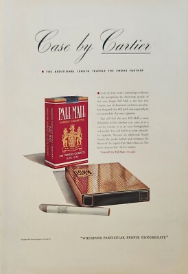 1940 Pall Mall cigarettes Vintage Ad case by cartier