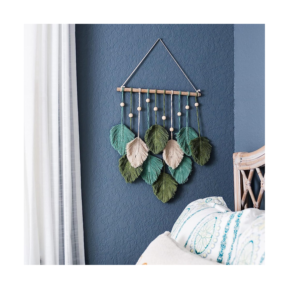 Feather Wall Hanging Boho Tapestry Wall Decor for Nursery Bedroom