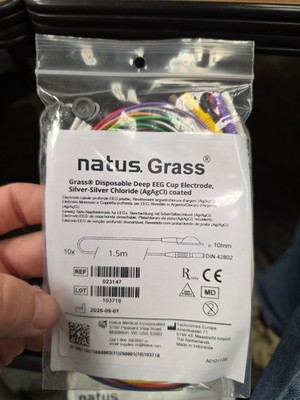 Natus Grass EEG Cup Electrode AgAgCl 10mm 2.0m 10 Channel 10 Pack