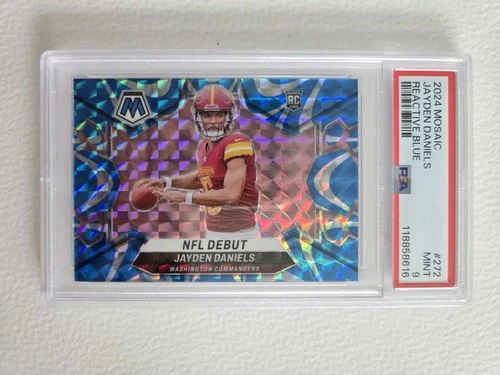 Mosaic NFL Debut Jayden Daniels #272 Reactive Blue Mosaic Prizm. PSA 9 Mint