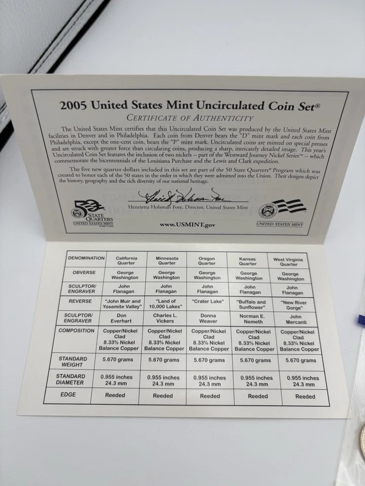 2005 US Mint Uncirculated Coin Set Philadelphia & Denver Mint Coins Complete Set - Image 2 of 4
