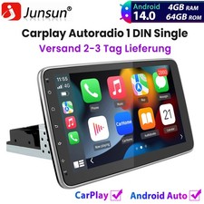 Autoradio 1 DIN 10.1 pollici Android 14 con Apple Carplay GPS NAVI WIFI BT 4+64GB