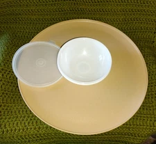 VTG Tupperware 3 Piece Chip and Dip Tray Set 492-5 and 238-31 Party Buffet