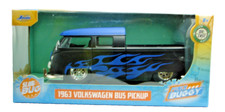 1963 Volkswagen Bus Pickup Matt Black Wflames 124 Diecast Car Jada 34232 Nib