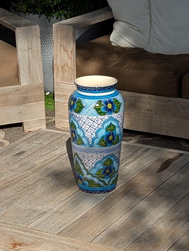 Jarrón de cerámica Talavera es exquisita cerámica mexicana hecha a mano | Jarrón decorativo - Imagen 4 de 10