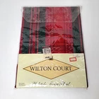 Vtg Wilton Court Plaid Tablecloth 70" Round Christmas Yuletide Moire Plaid NOS