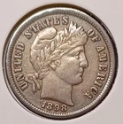 1898 BARBER DIME --  sharp Very Fine+ (VF+)