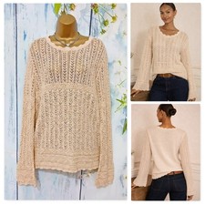 Next Love & Roses Cream Pointelle Jumper Size 18 Crochet Knit Sweater Top