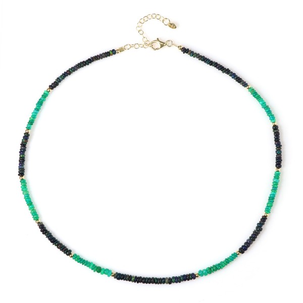 Cavill Opal Halskette 25,5Ct ÄThiopischer GrüNer Mezezo 925 Silber Vergoldet-image