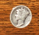 1923 SILVER MERCURY DIME - GRADES "VERY FINE"