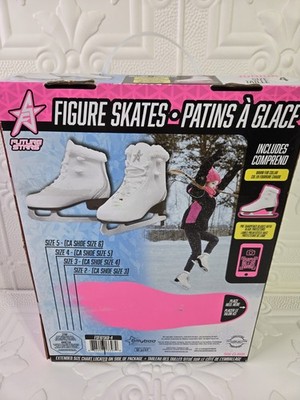 Future Stars Youth Girls White Warm Fur Collar Ice Skates Size 4 New