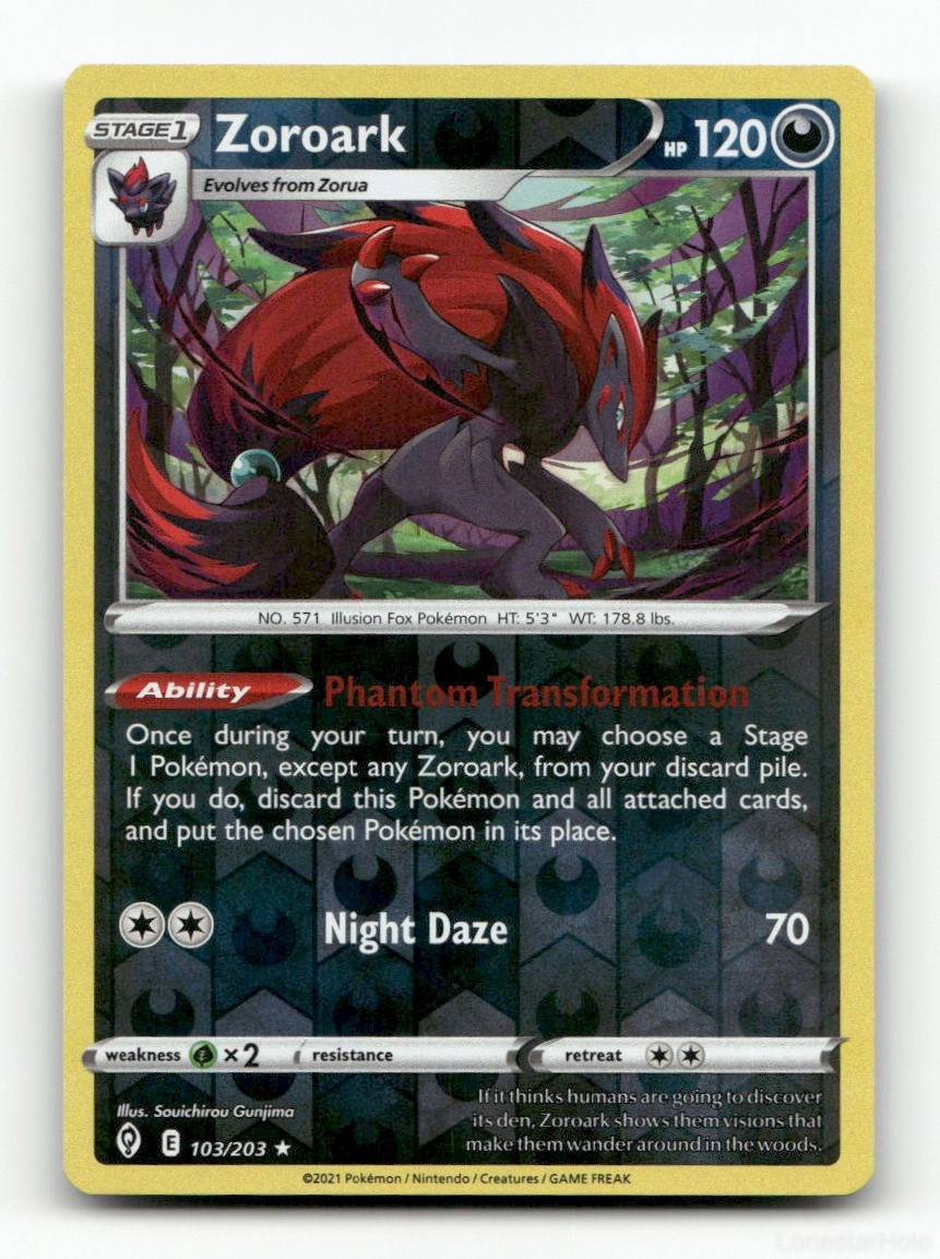 ZOROARK EVOLVING SKIES 103/203 POKEMON REVERSE HOLO NM/M