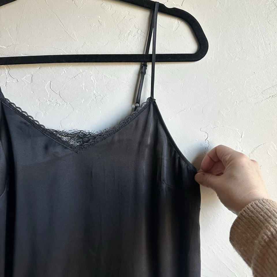 By Eloise Black Silk Cami Tank Unconventional Lace Back Romantic Goth Sz S - Image 4 of 4