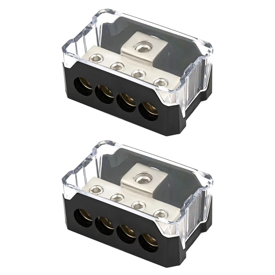 New 7*4.5*2.9cm 2Pcs Car Audio Power Distribution Block 0/2/4 AWG Input - Image 4 of 4