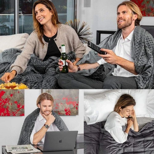 RELAX EDEN Adult Cotton Weighted Blanket with Removable Duvet Cover - Thumbnail 5