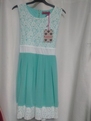Boohoo Lace Panel Skater Dress Mint Green Size 12 New Tags - Z#1061