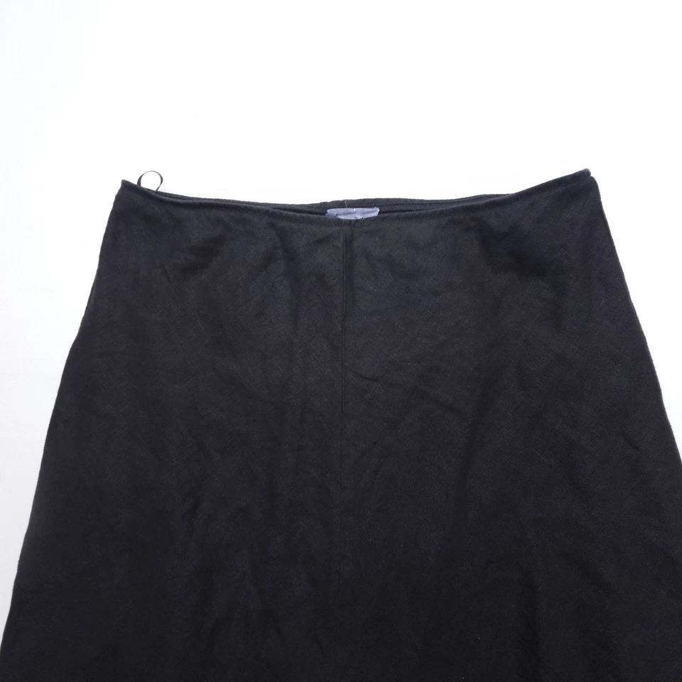 Saia Eileen Fisher 100% Linho Midi Linha A Tamanho Médio Preta Lagenlook Flowy - Imagem 3 de 4