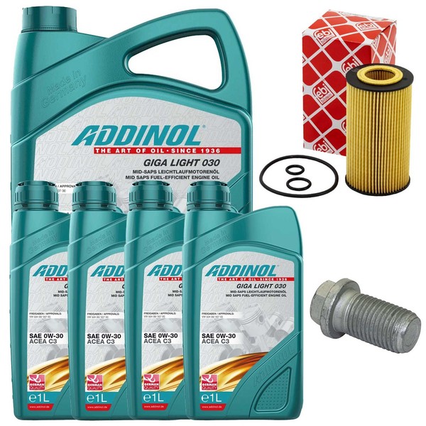 MotoröL Filter Set Addinol 0W-30 9 Liter + Schraube FüR Mercedes Vito Viano W639-image