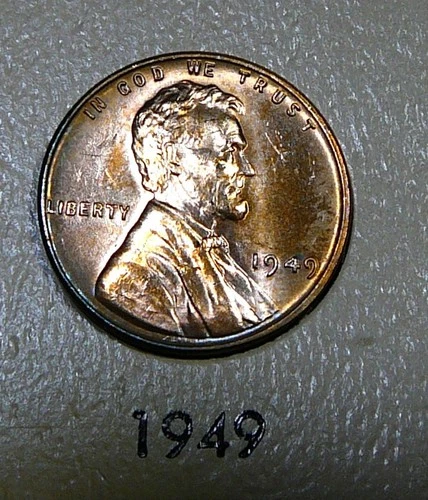 1949  Lincoln Cent - Lustrous Toned Unc / Uncirculated (AO1)