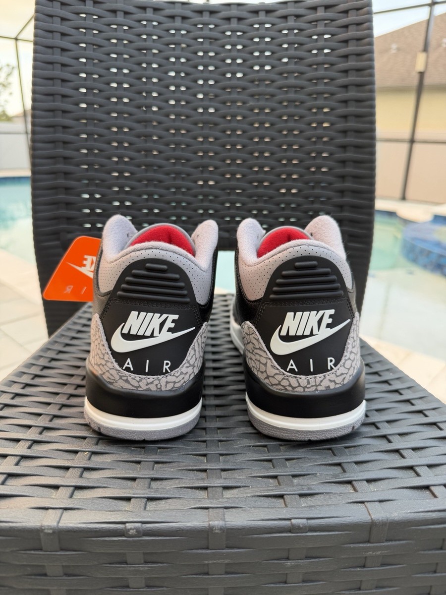 Nike Air Jordan 3 Black Cement Elephant Print Mid Top Sneaker