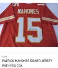 Patrick Mahomes Signed Kansas City Chiefs Football Jersey, Five Star Grading COA