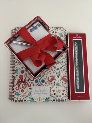 Vera Bradley NWT Mini Notebook /Note Cube w/Pen/Ballpoint Pen in SEA LIFE Ocean