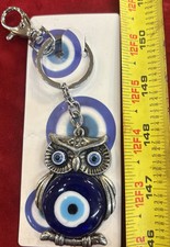 Turkish Blue Evil Eye Keychain with Owl Hanging Decor Gift