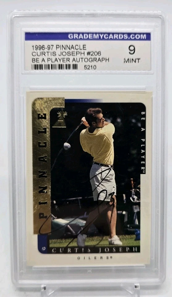 Pinnacle Be A Player 1996-97 Curtis Joseph (Golf) autógrafo automático Edmonton Oilers Foto 2 de 4