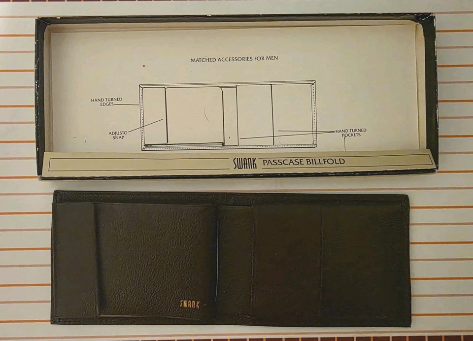 Vintage NEW IN BOX SWANK Men's Leather Wallet, Passcase Billfold, Brown - Image 2 of 4