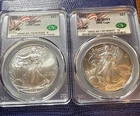 Rare 2002,2009 American Silver EagleCAC MS69 Hand-Signed by Ron Drzewucki S$1