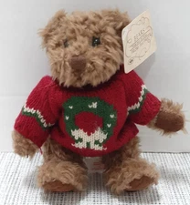 Bears from the Past Russ Berrie Teddy Bear Plush Red Green Christmas Sweater 6"