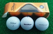 Sleeve of 3 Titleist Pro V1 Golf Balls w/ Blackrock Logos