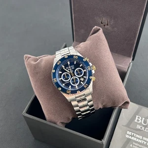 Bulova Men's Marine Star 98B400 Blue Dial Two-Tone Chronograph Quartz Watch