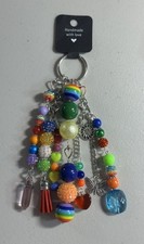 New Artisan Chunky Handbag Jewelry Bag Charm Purse Beaded Keychain Multicolor
