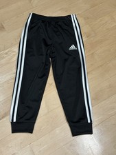 Adidas Joggers Essential Black White Striped Pullon Track Pants Kids Size 7