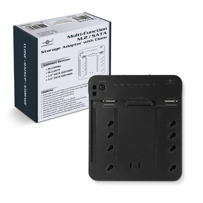 Multi-Function M.2/SATA Storage Adapter with Clone, for M.2 NVMe, M.2 SATA, S...