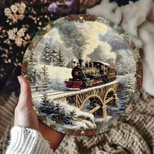 Retro Aluminum Christmas Mini Train Wall Tin Metal Signs Home Décor 8x8 Indoor 