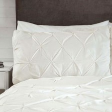 Image of BALMORAL PIN TUCK SUPER KING SIZE DUVET COVER SET ELEGANT - CREAM