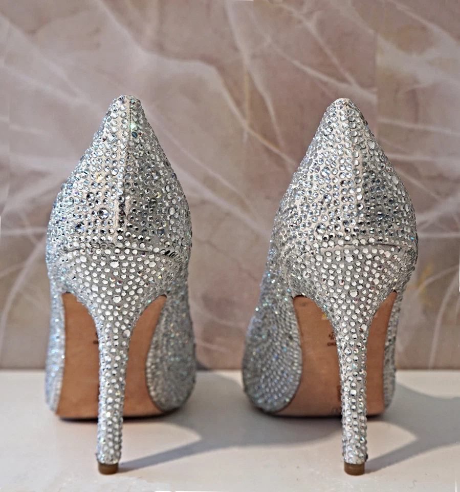 BENJAMIN ADAMS LONDON 38.5 Sylvia 水晶尖头高跟鞋 婚礼鞋 8 全新 — 第 2/4 张图片