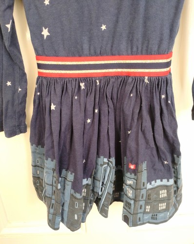 MINI BODEN Long Sleeve Night Sky Palace Castle Dress W/Sequinned Collar Age 3-4 - Picture 7 of 12