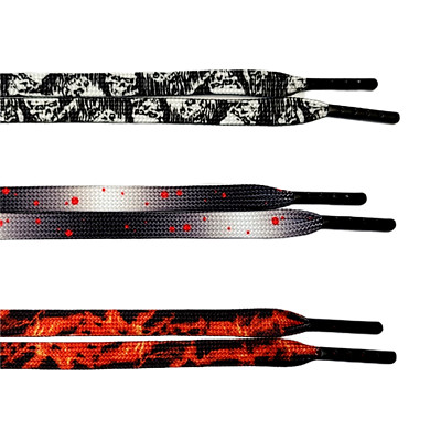 Skulls Blood Flame Print Flat Laces For Dunk SB Air Force Jordan Max 1 Halloween