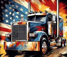 AMERICAN FLAG TRUCKERS' SEMI TRUCK COMPUTER MOUSE PAD 9.25 X 7.75 INCHES