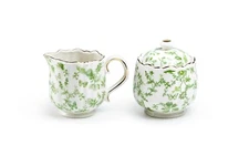 Grace Teaware Greeny Garden Fine Porcelain Sugar & Creamer Set