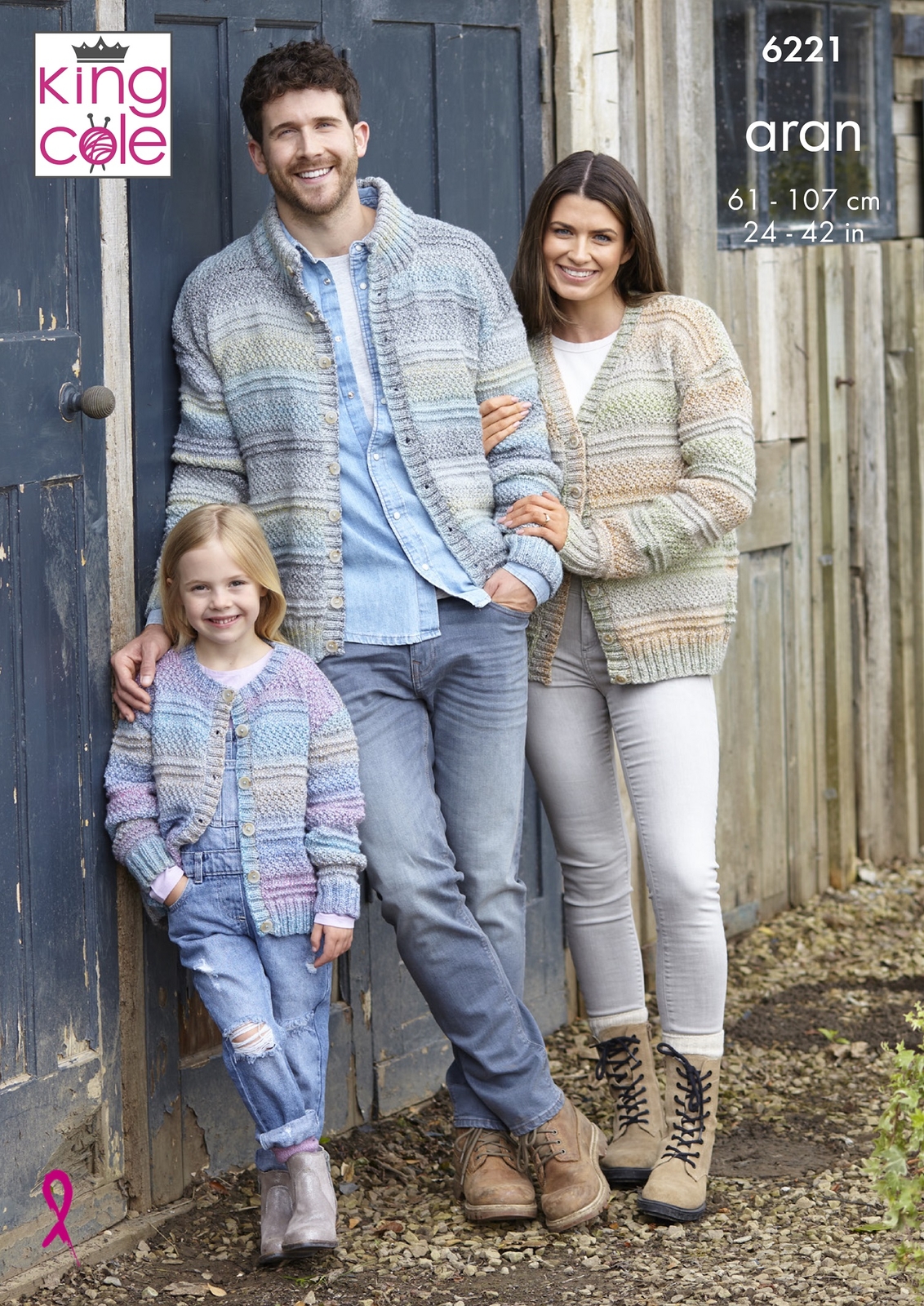 Knitting Pattern Family Cable Knit Long Sleeve Cardigan King Cole Aran 6221