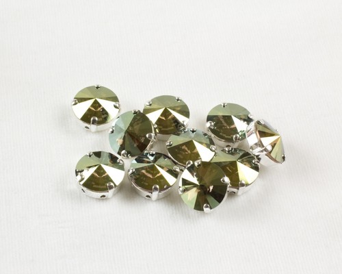 12 Swarovski Crystal Iridescent Green Sew On 12MM Rivoli Chaton ...