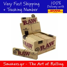1x FULL BOX RAW Classic Connoisseur King Size Slim + Tips (24 Booklets)